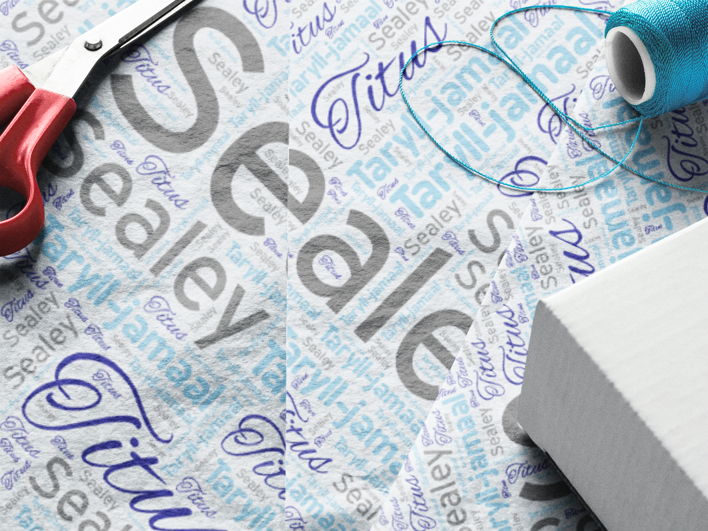 Name Collage Wrapping Paper Sheets (Set of 3)