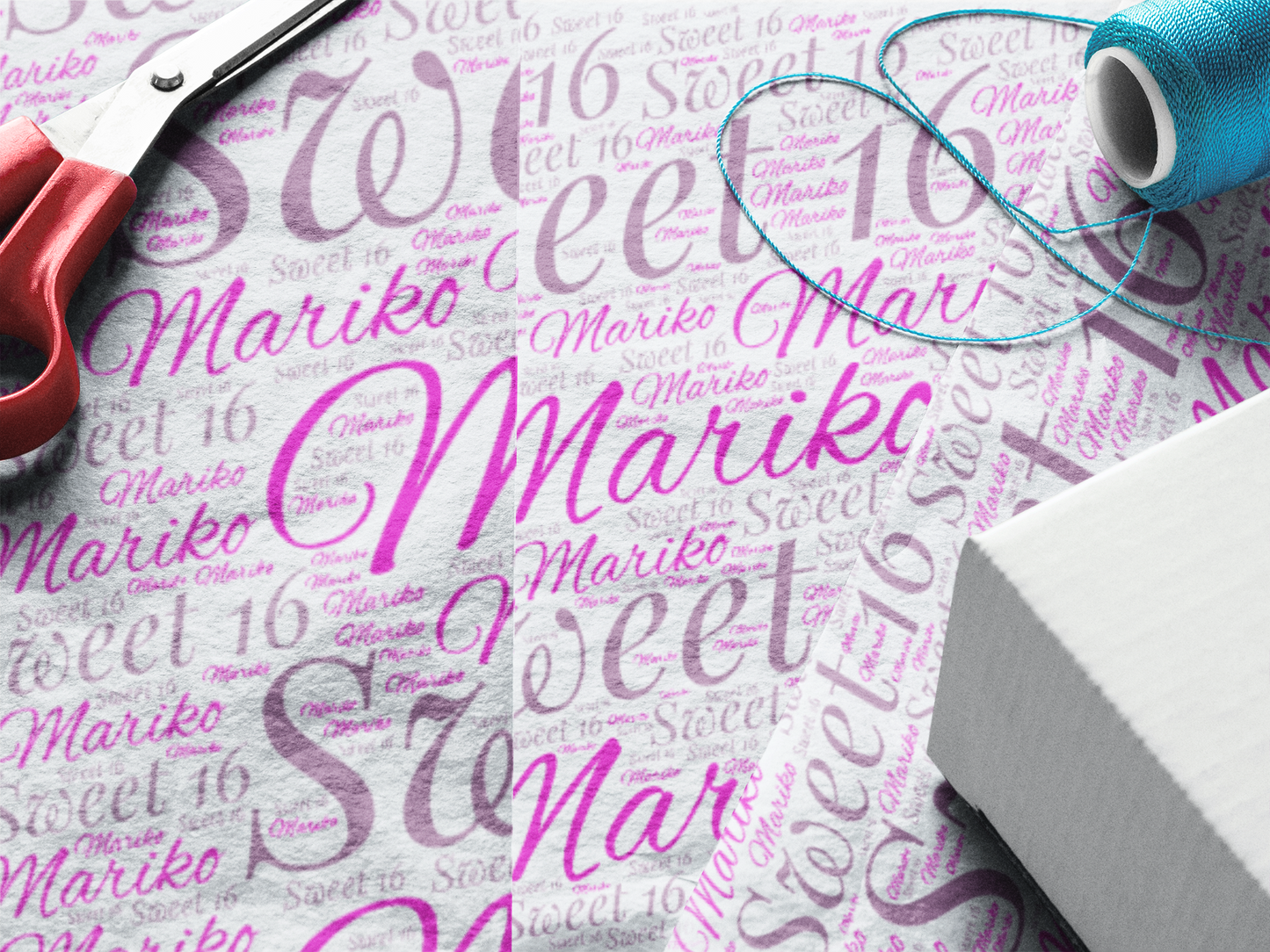 Name Collage Wrapping Paper Sheets (Set of 3)