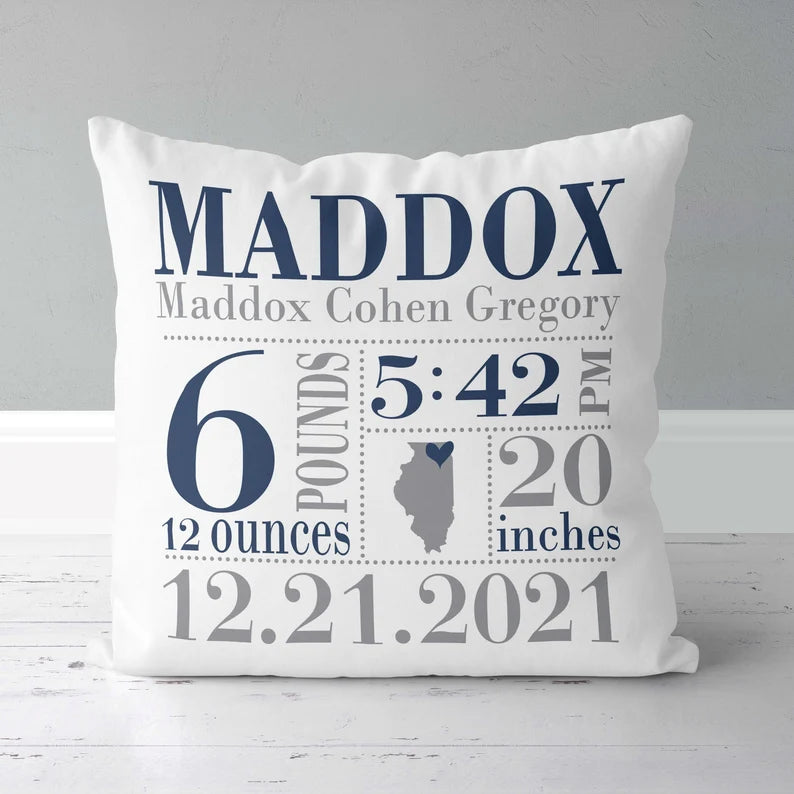 Birth Announcement Pillow for Baby